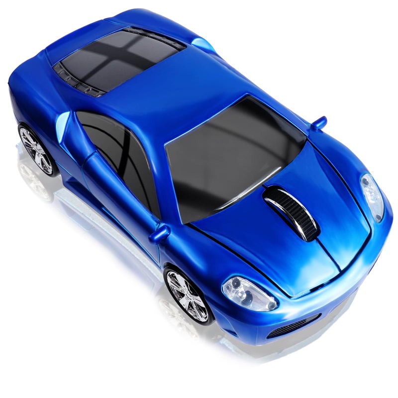 elec Space Wireless Mouse, 2.4GHz Cool Sport Car Shape Wireless Mouse Optical Cordless Mice with USB Receiver for PC Laptop Computer Notebook 1600 DPI-Blue - Image 1